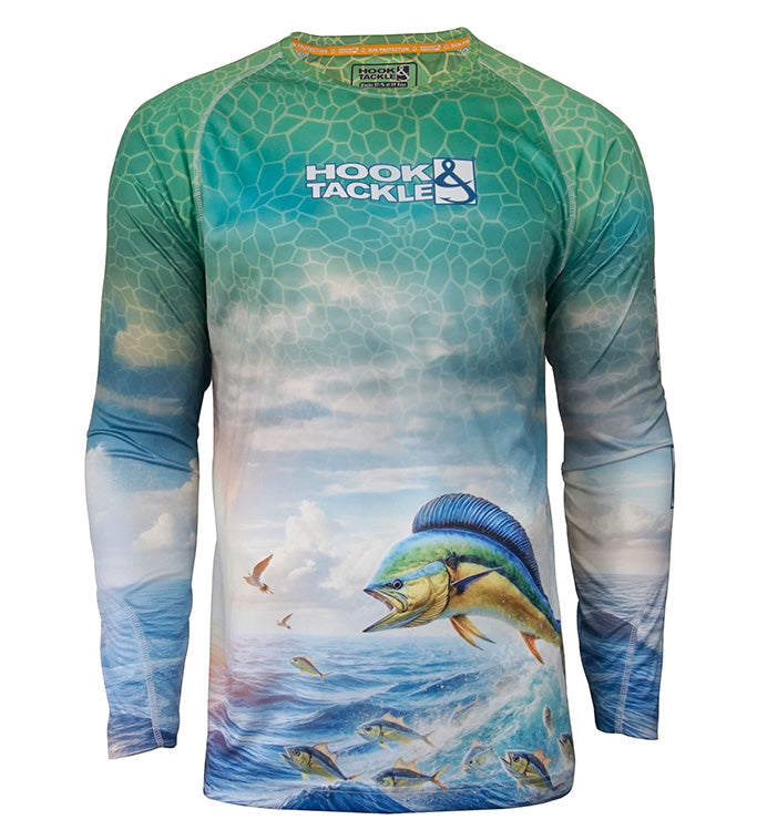 Herren Bull Dolphin Langarm-UV-Angelshirt