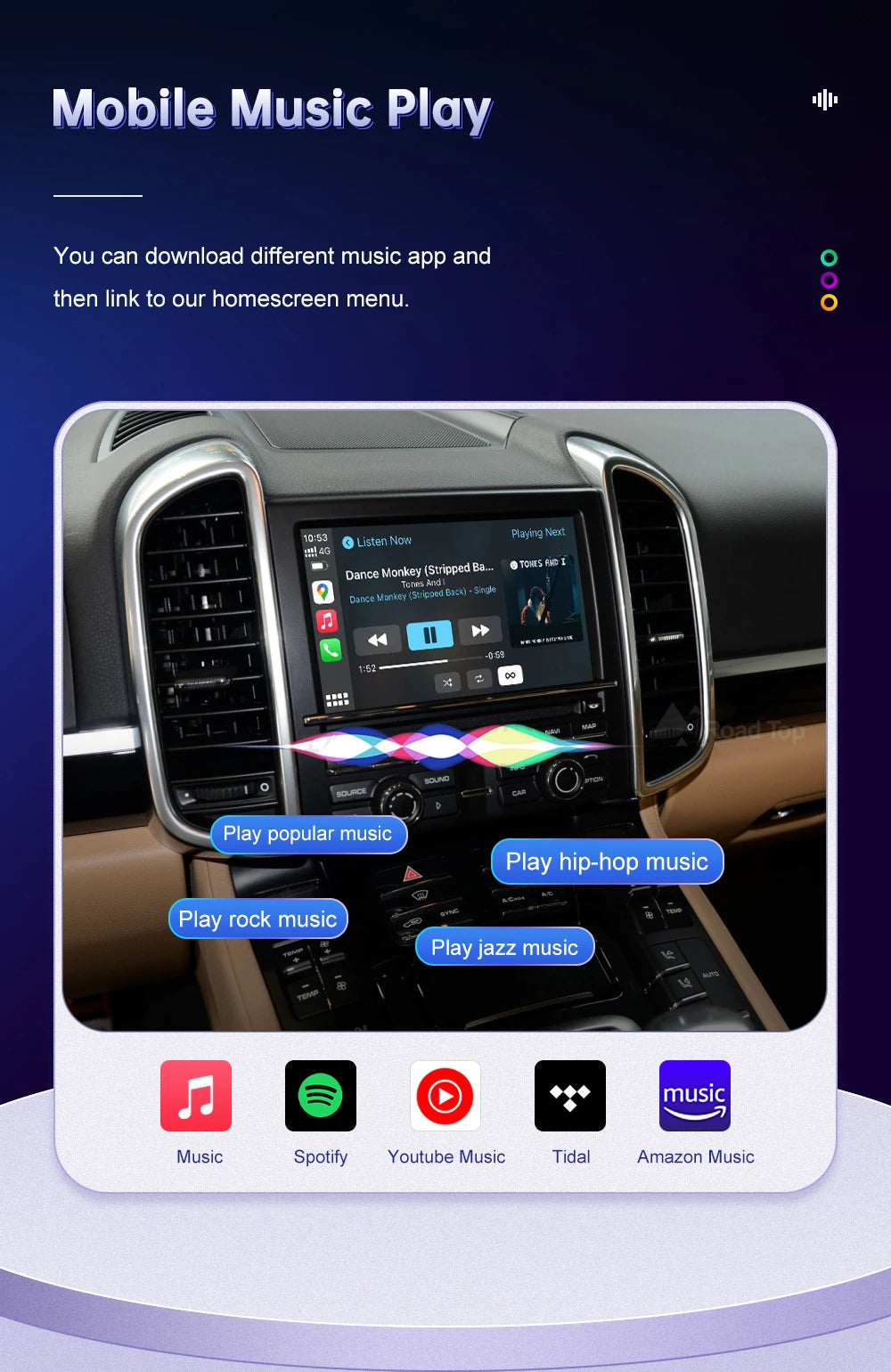 Road Top Wireless Carpaly für Porsche Macan Cayman Cayenne Panamera PCM 3.1 System unterstützt Android Auto Rückfahrkamera Airplay