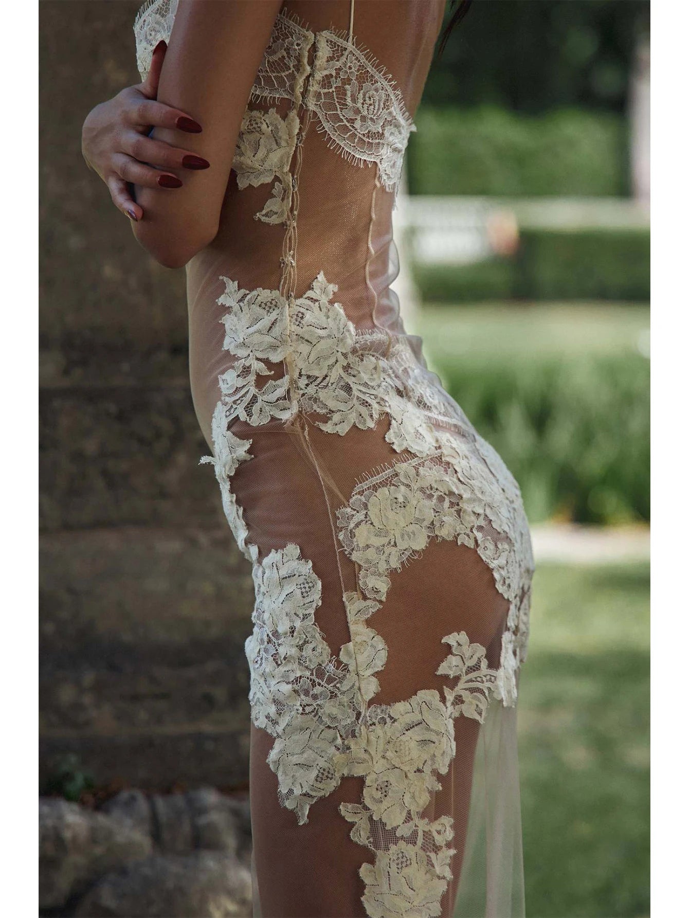 Abito lungo estivo sexy in pizzo a rete trasparente da donna, abito di lusso senza schienale per club, feste di compleanno, da sera, vestiti lunghi, vestiti