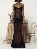 Abito lungo estivo sexy in pizzo a rete trasparente da donna, abito di lusso senza schienale per club, feste di compleanno, da sera, vestiti lunghi, vestiti