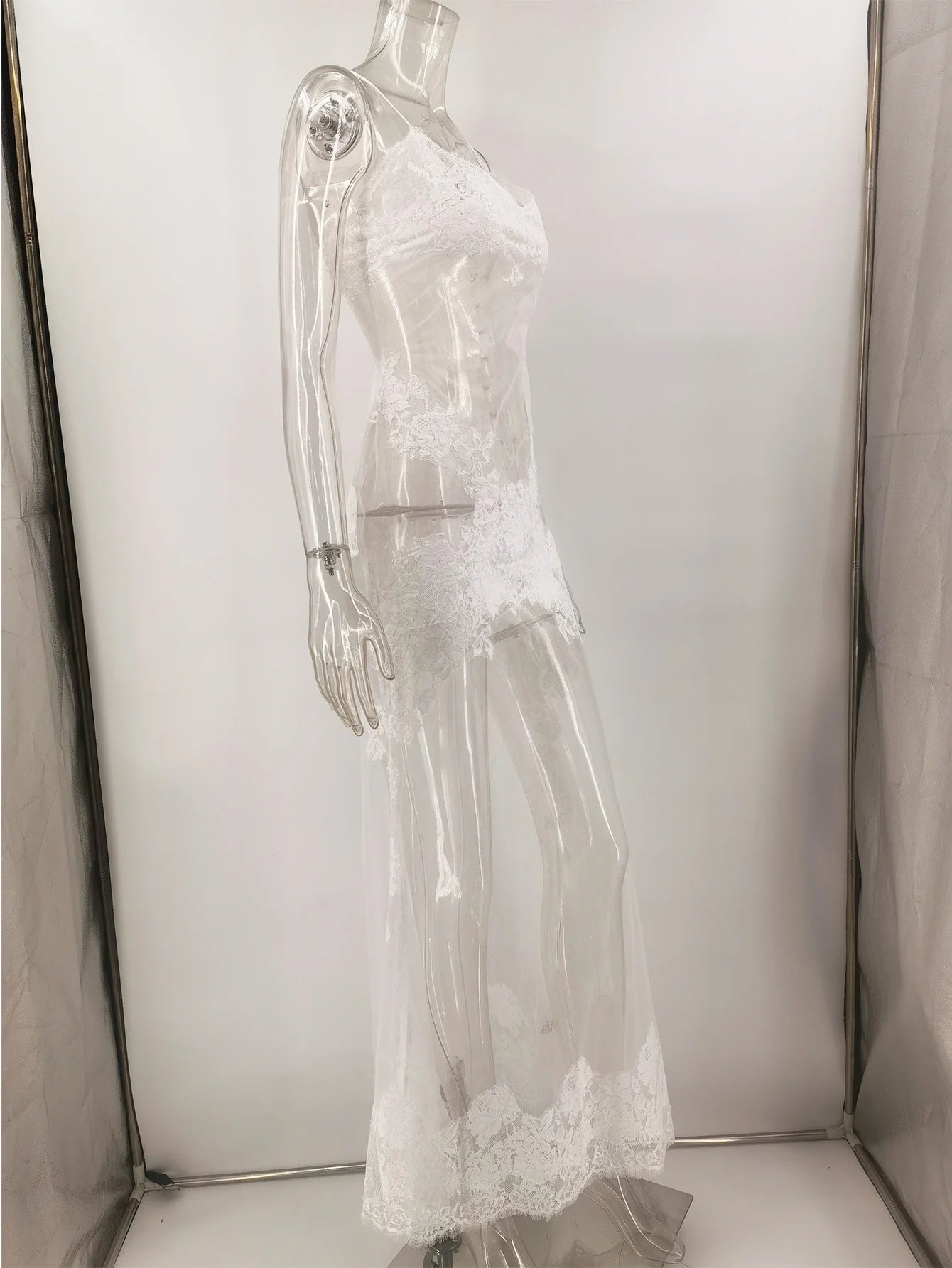 Abito lungo estivo sexy in pizzo a rete trasparente da donna, abito di lusso senza schienale per club, feste di compleanno, da sera, vestiti lunghi, vestiti