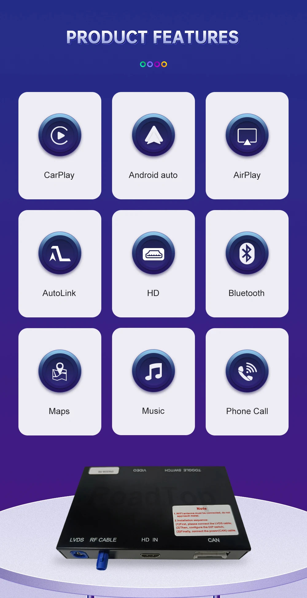 Road Top Wireless Carpaly für Porsche Macan Cayman Cayenne Panamera PCM 3.1 System unterstützt Android Auto Rückfahrkamera Airplay