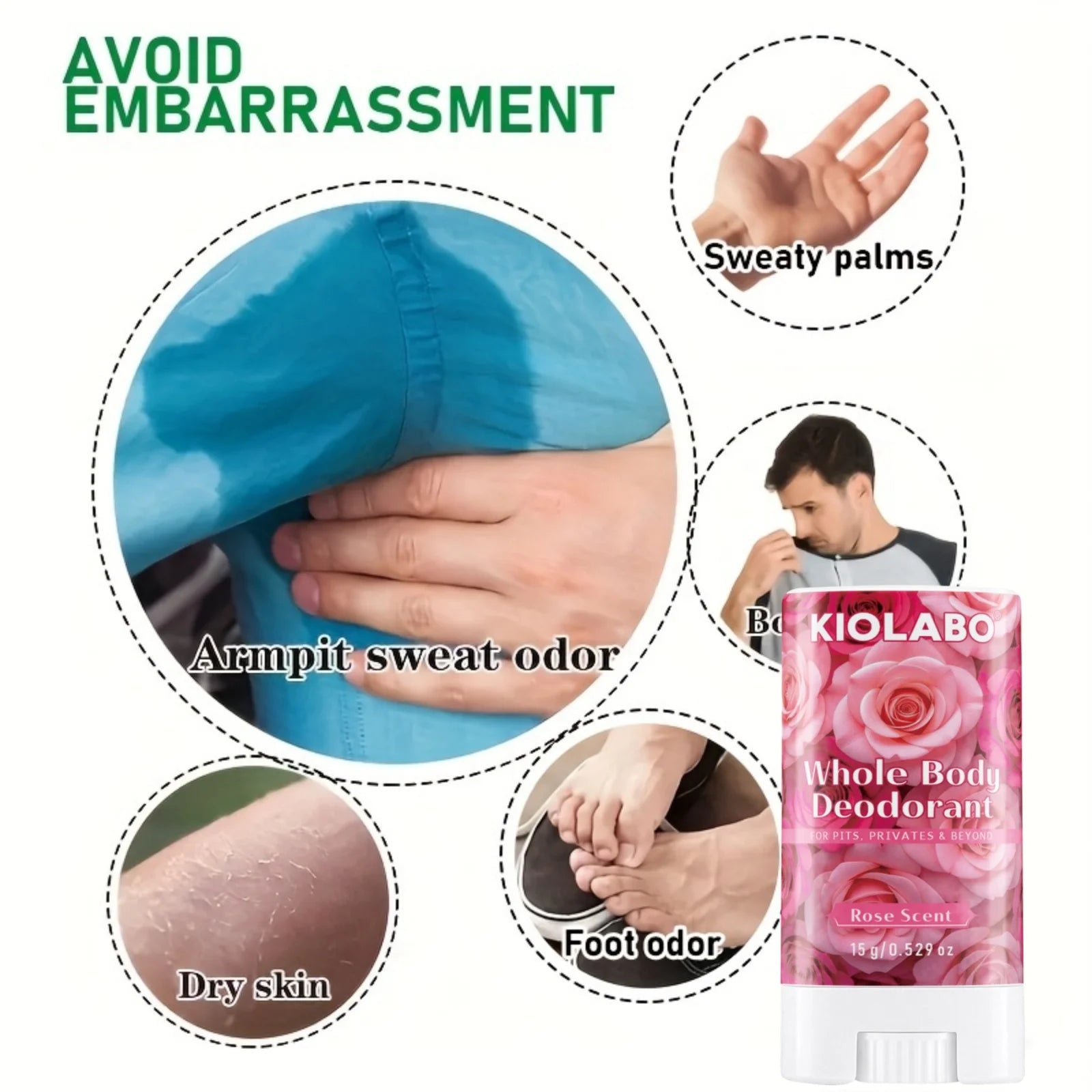 15g crema deodorante, compatta e portatile, controllo degli odori a lunga durata 72 ore, freschezza per tutto il giorno, aumenta la fiducia, adatta