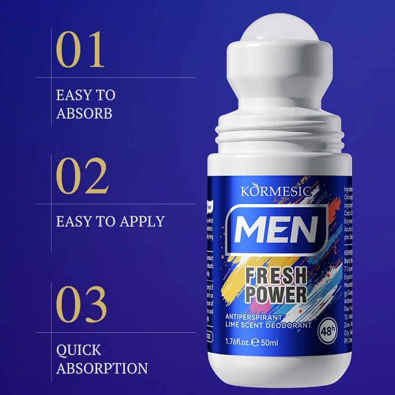 Deodorante Roll-on Uomo Rimuovi Odore Sudore Ascelle Deodorante Corpo Roll On Confezione Asciugatura Rapida Durata Rinfrescante Portatile 50ml