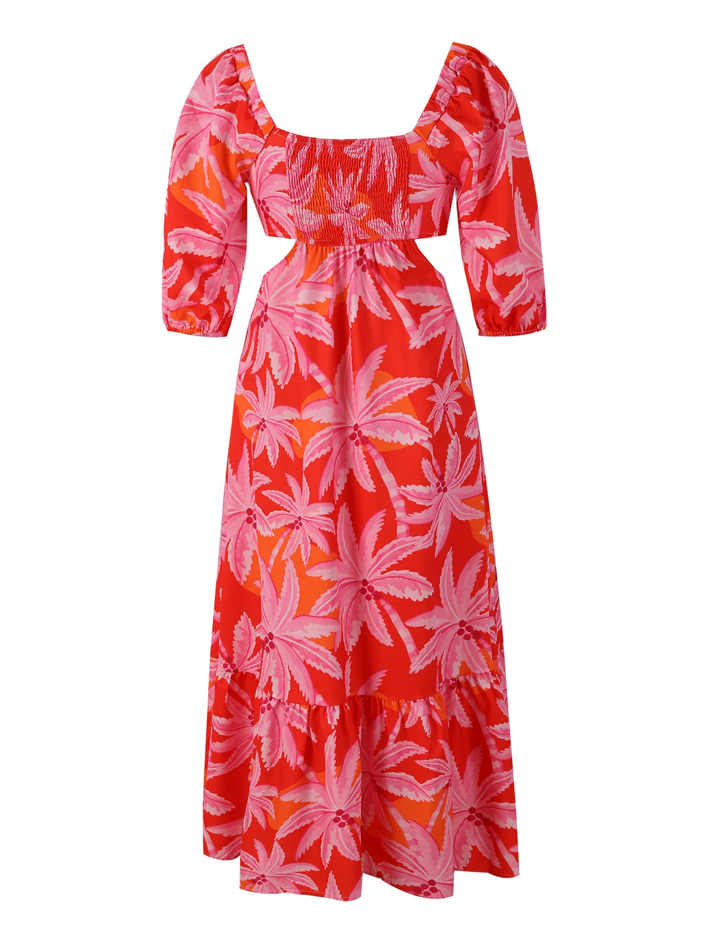 Vestiti lunghi eleganti da donna a maniche corte in saldo 2024, tinta unita stampata, cut-out, per feste, vestito che slancia per le vacanze, abbigliamento femminile