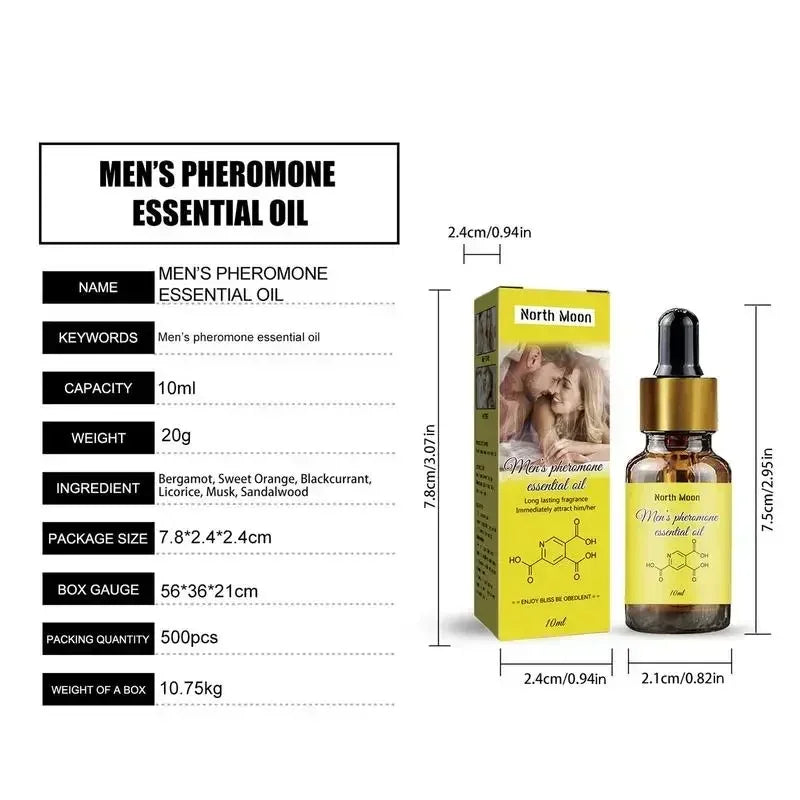 Olio Essenziale ai Feromoni da Uomo 10ml, Lunga Durata, Naturale, Rinfrescante, Essenza Profumata per il Corpo, Attira le Donne, Nuovi Profumi