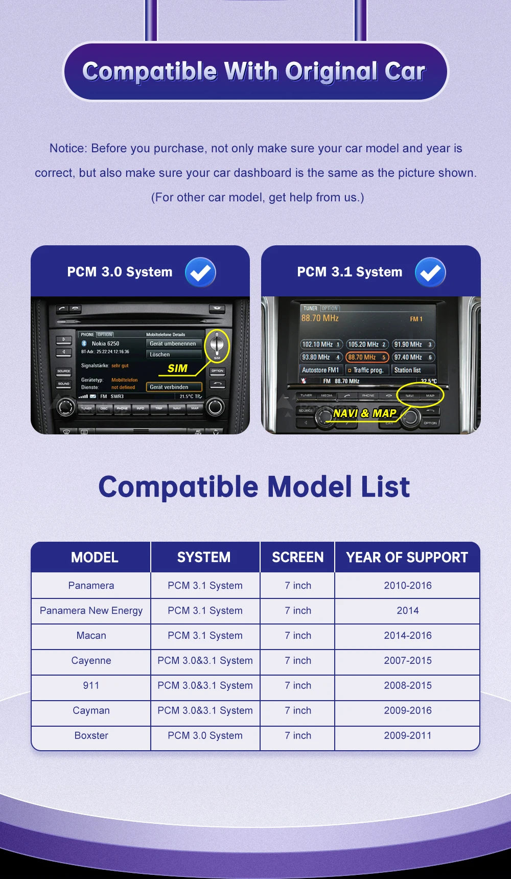 Road Top Wireless Carpaly für Porsche Macan Cayman Cayenne Panamera PCM 3.1 System unterstützt Android Auto Rückfahrkamera Airplay