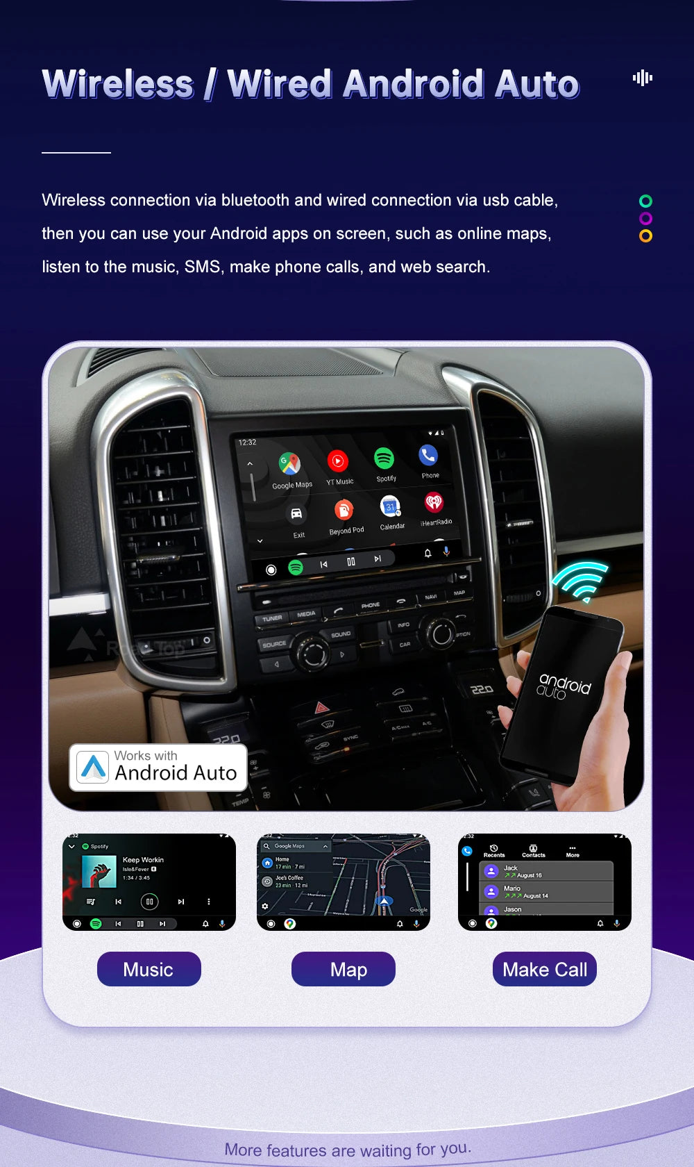 Road Top Wireless Carpaly für Porsche Macan Cayman Cayenne Panamera PCM 3.1 System unterstützt Android Auto Rückfahrkamera Airplay