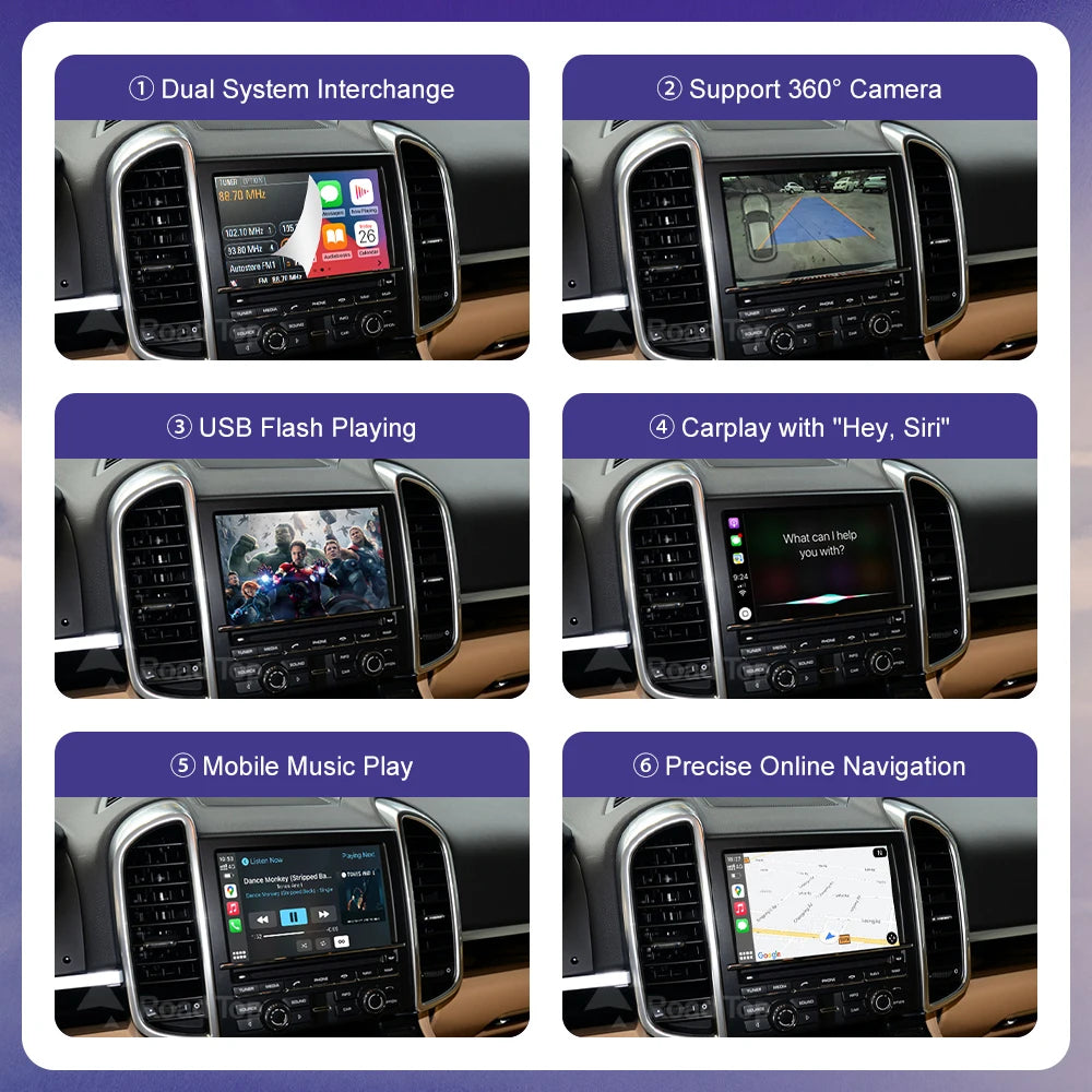 Road Top Wireless Carpaly für Porsche Macan Cayman Cayenne Panamera PCM 3.1 System unterstützt Android Auto Rückfahrkamera Airplay
