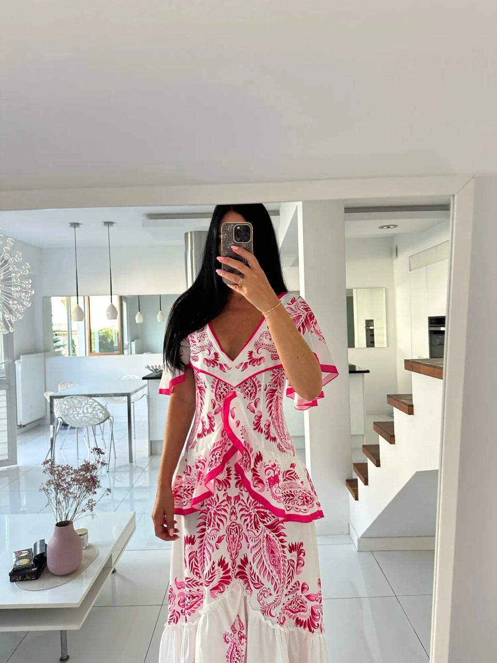 Vestiti lunghi eleganti da donna a maniche corte in saldo 2024, tinta unita stampata, cut-out, per feste, vestito che slancia per le vacanze, abbigliamento femminile