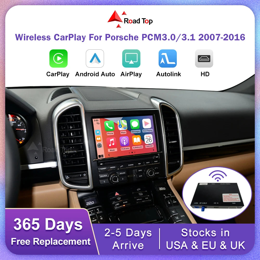 Road Top Wireless Carpaly für Porsche Macan Cayman Cayenne Panamera PCM 3.1 System unterstützt Android Auto Rückfahrkamera Airplay
