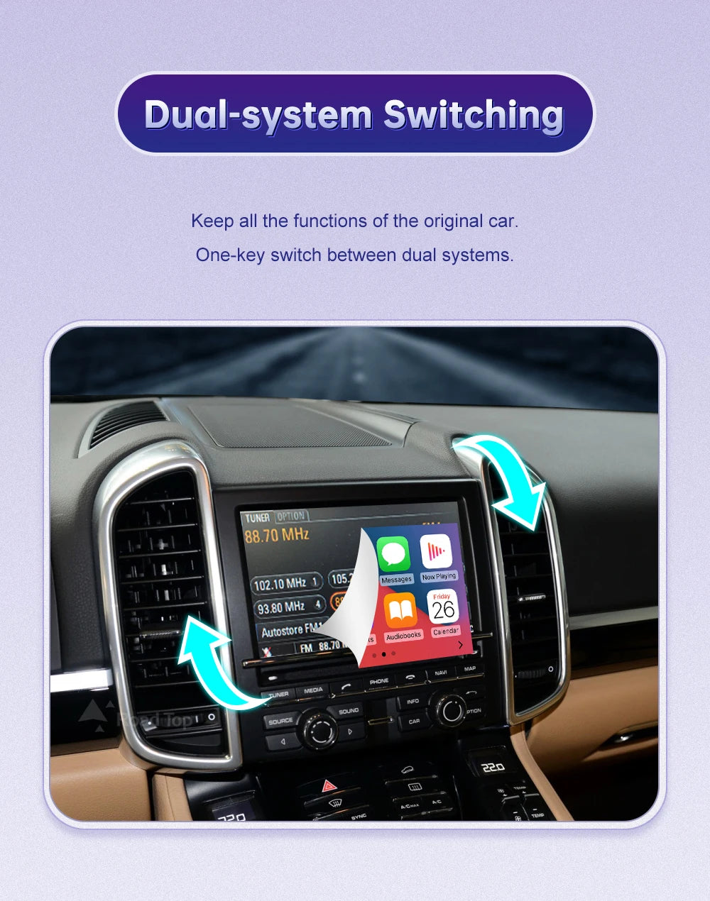 Road Top Wireless Carpaly für Porsche Macan Cayman Cayenne Panamera PCM 3.1 System unterstützt Android Auto Rückfahrkamera Airplay
