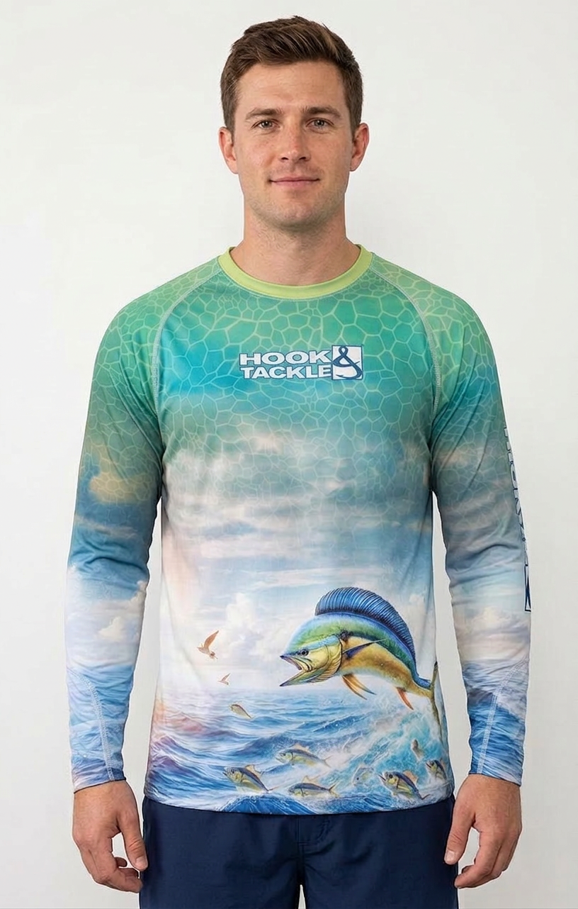 Herren Bull Dolphin Langarm-UV-Angelshirt